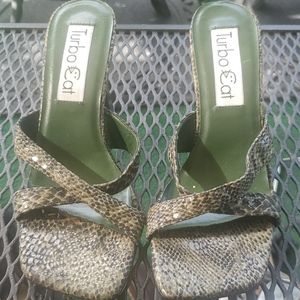 Turbo Cat Green Alligator  Print Slip on Shoes